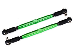 Toe links, X-Maxx® (TUBES green-anodized, 7075-T6 aluminum, stronger than titanium) (157mm) (2)/ rod ends, assembled with steel hollow balls (4)/ aluminum wrench, 10mm (1)