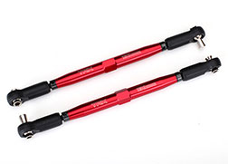 Toe links, X-Maxx® (TUBES red-anodized, 7075-T6 aluminum, stronger than titanium) (157mm) (2)/ rod ends, assembled with steel hollow balls (4)/ aluminum wrench, 10mm (1)