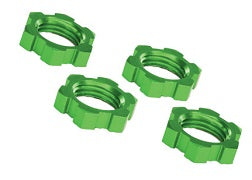 Wheel nuts, splined, 17mm, serrated (green-anodized) (4)