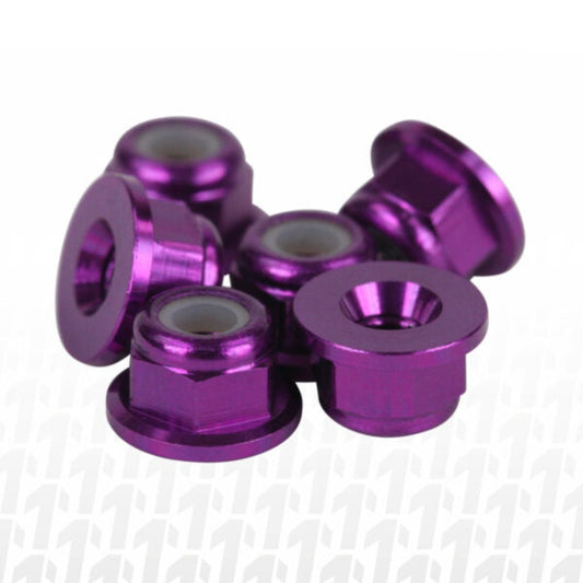 1up Racing Premium Aluminum Locknuts M3 Flanged - Purple