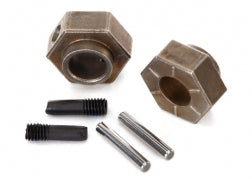 Wheel hubs, 12mm hex (2)/ stub axle pins (2) (steel)