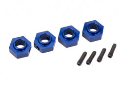 Wheel hubs, 12mm hex, 6061-T6 aluminum (blue-anodized) (4)/ screw pin (4)