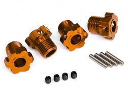 Wheel hubs, splined, 17mm (orange-anodized) (4)/ 4x5 GS (4)/ 3x14mm pin (4)
