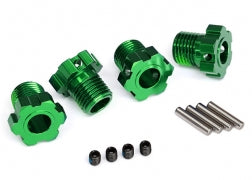 Wheel hubs, splined, 17mm (green-anodized) (4)/ 4x5 GS (4)/ 3x14mm pin (4)