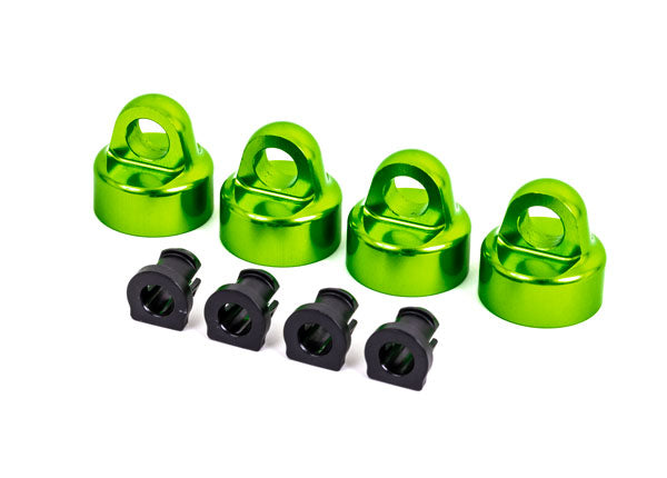Shock caps, aluminum (green-anodized), GTX shocks (4)/ spacers (4) (for Sledge™)