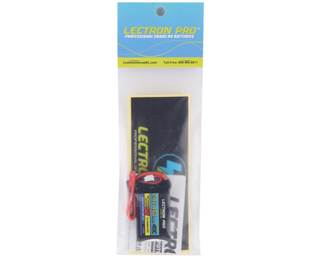 Common Sense RC Lectron Pro 2S Li-Po Battery Pack 40C (7.4V/450mAh) w/JST, & PH2.0 Connection
