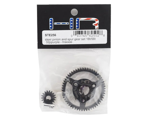 Hot Racing Traxxas 32P Steel Pinion & Spur Gear Set (Purple) (18T/56T) (Slash, Rustler, Stampede, Bandit)