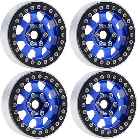 B1 Aluminum 1.9 Beadlock Wheels 9mm Hubs, For 1/10 Rock Crawler, 4pcs Includes : 4 Wheels with hardware