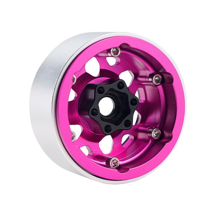 B3 Aluminum 1.9 Beadlock Wheels 9mm Hubs, Pink, for 1/10 Rock Crawler, 4pcs