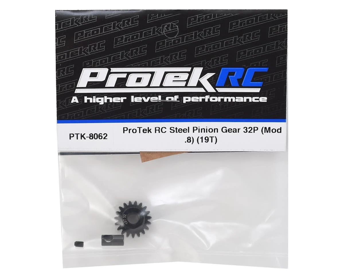 ProTek RC Steel 32P Pinion Gear w/3.17mm Reducer Sleeve (Mod .8) (5mm Bore) (19T)