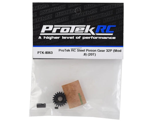 ProTek RC Steel 32P Pinion Gear w/3.17mm Reducer Sleeve (Mod .8) (5mm Bore) (20T)