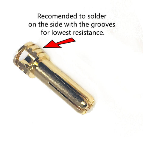 Trinity Certified Adjustable 5mm Pure Copper Gold Plated Bullet Connectors (2) Males