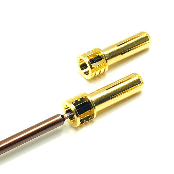 Trinity Certified Adjustable 5mm Pure Copper Gold Plated Bullet Connectors (2) Males