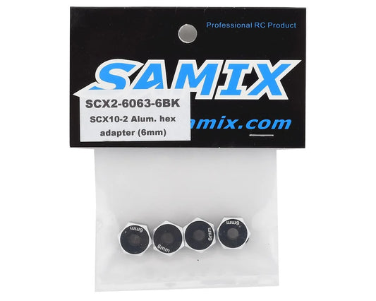 Samix SCX10 II Aluminum 12mm Hex Adapter (Black) (4) (6mm)