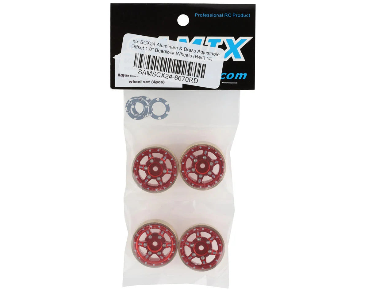 Samix SCX24 Aluminum & Brass Adjustable Offset 1.0" Beadlock Wheels (Green) (4)