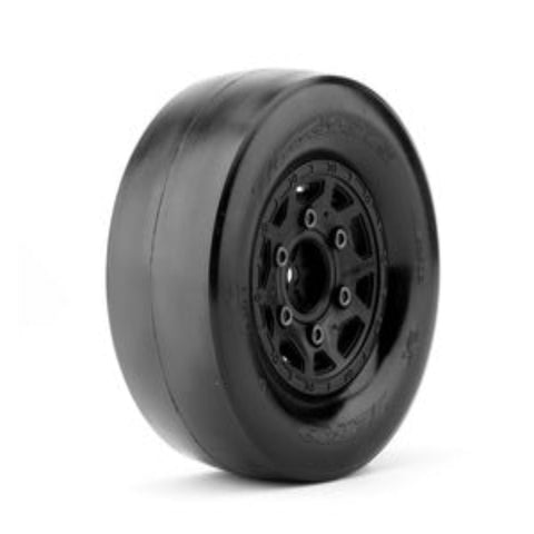 1/10 DR Booster RR Narrow RearTires, Ultra Soft, Belted, Mounted on Black Claw Rims, 0 Offset