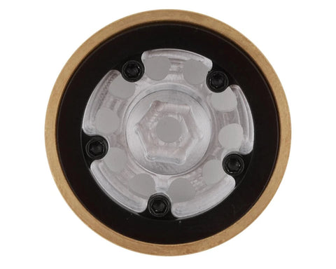 SSD RC SCX24 1.0” Aluminum / Brass D Hole Beadlock Wheels (Silver) (2)